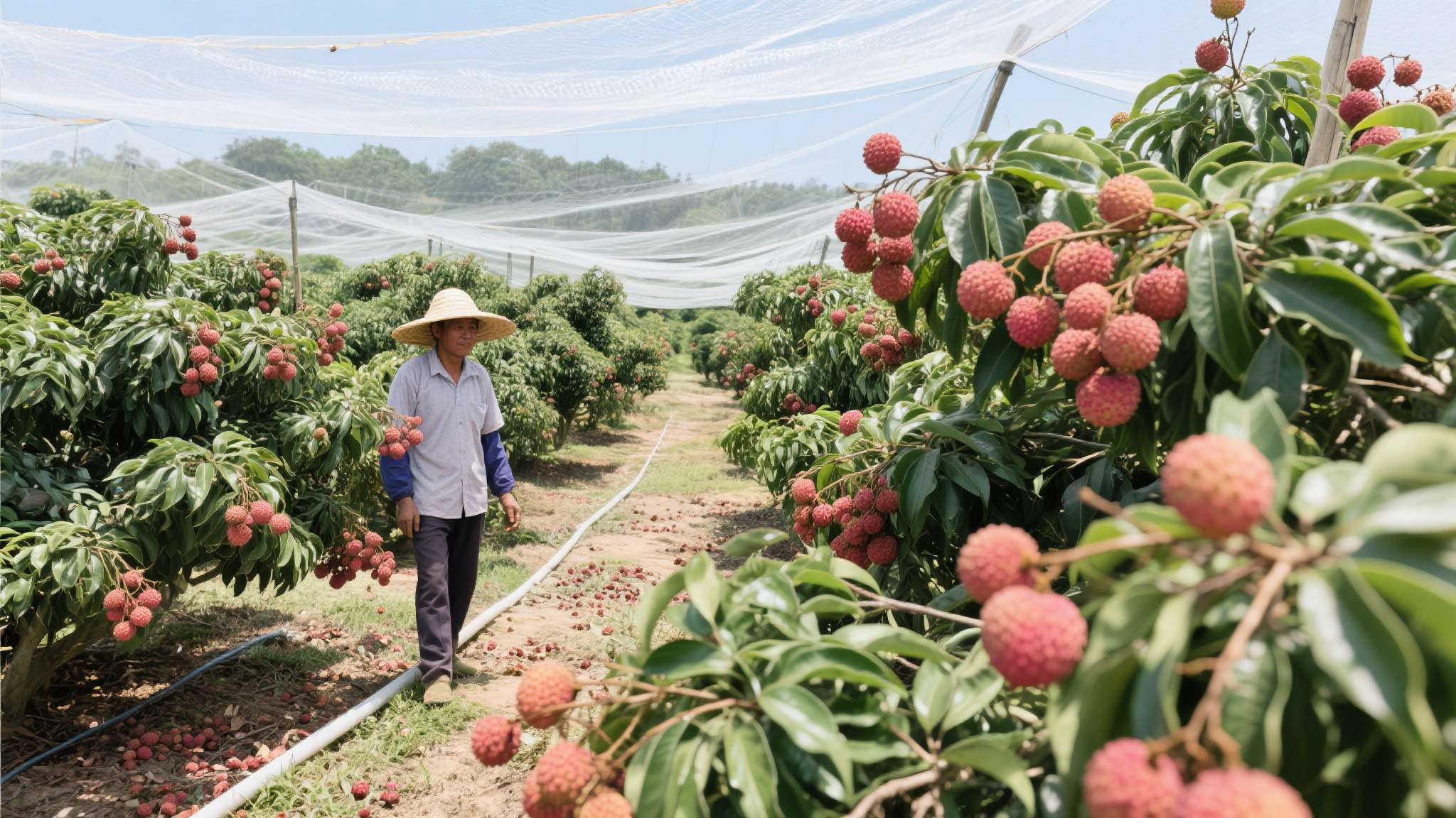 以2023年广东惠州某荔枝种植基地为例，该基地5月中旬连续12天气温超过37℃，