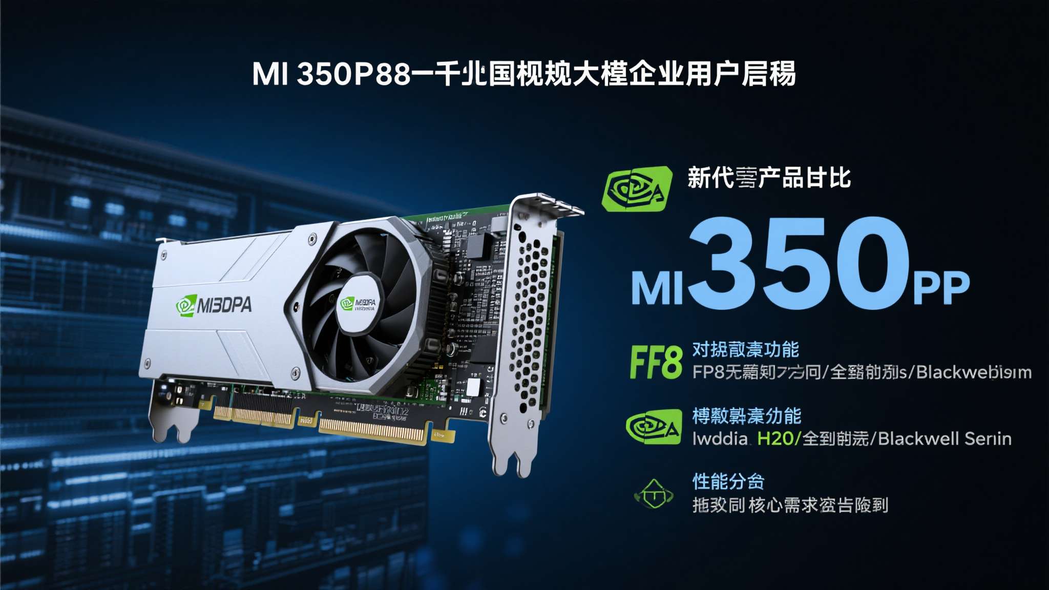 与上一代产品相比，MI350P在FP8精度下的AI算力大幅提升，理论峰值性能直接